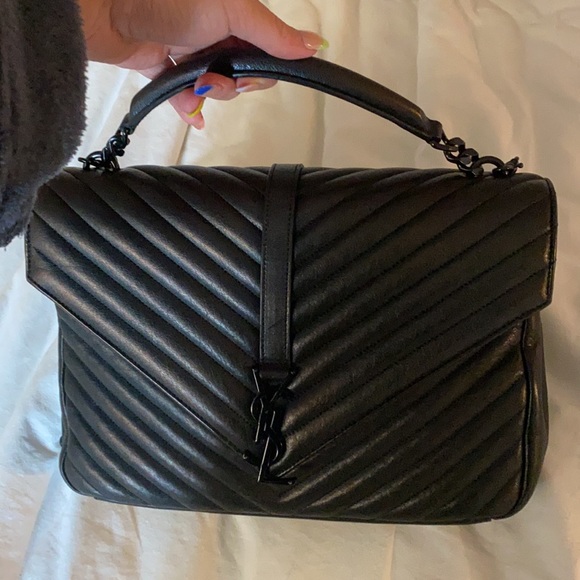 YSL COLLEGE LARGE IN QUILTED LEATHER ALL BLACK - Picture 10 of 14